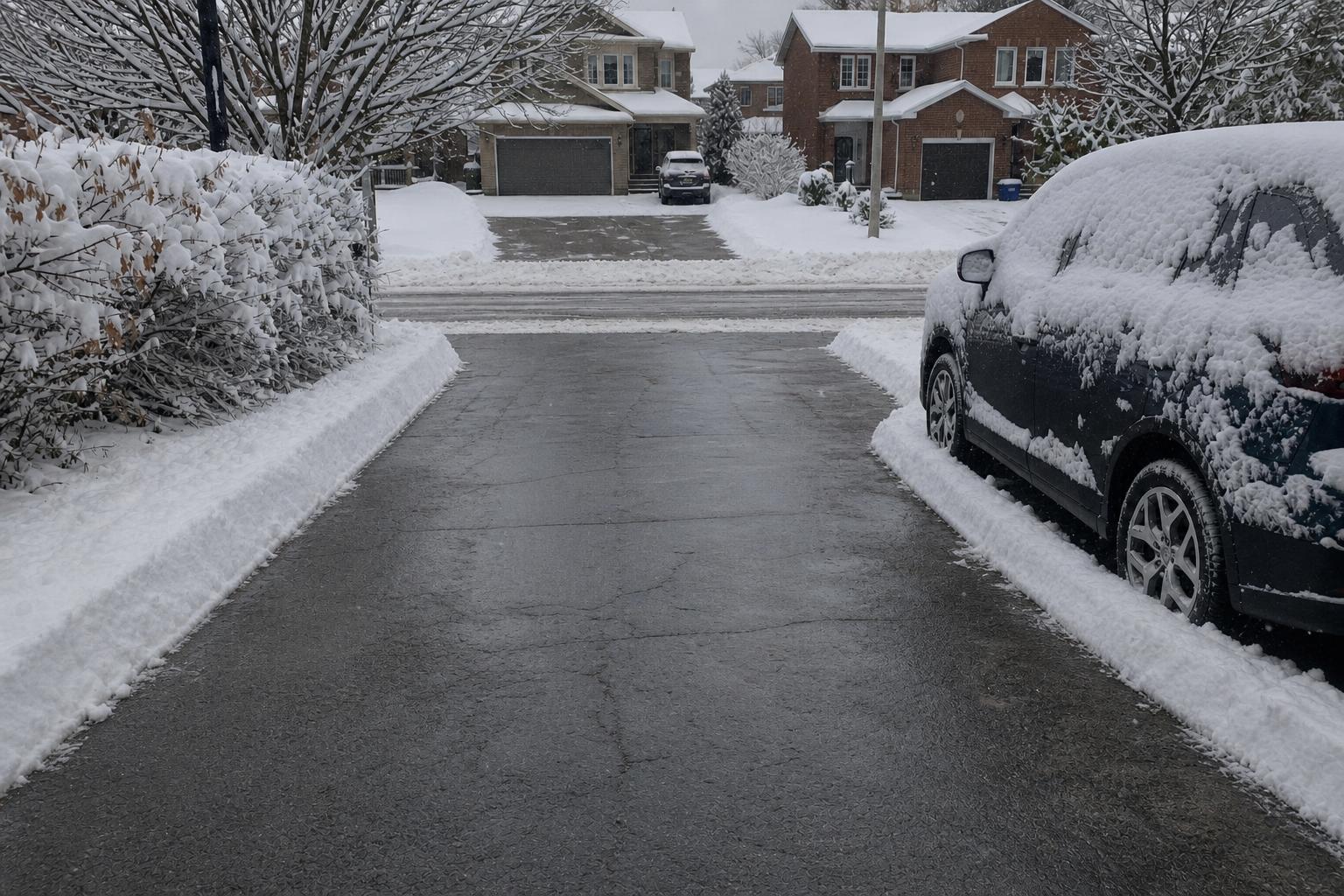 The same driveway cleared to bare pavement