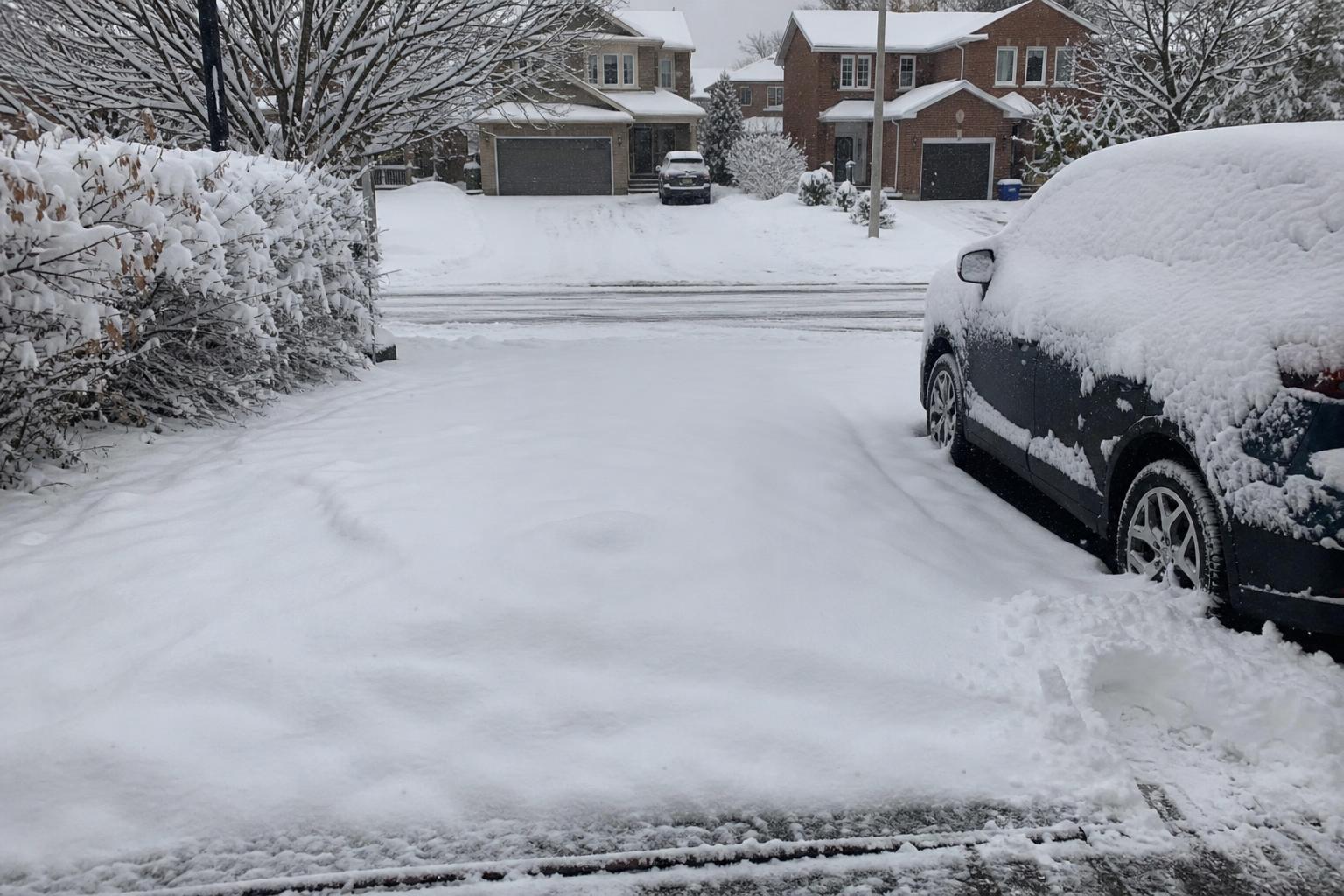 Driveway buried in snow